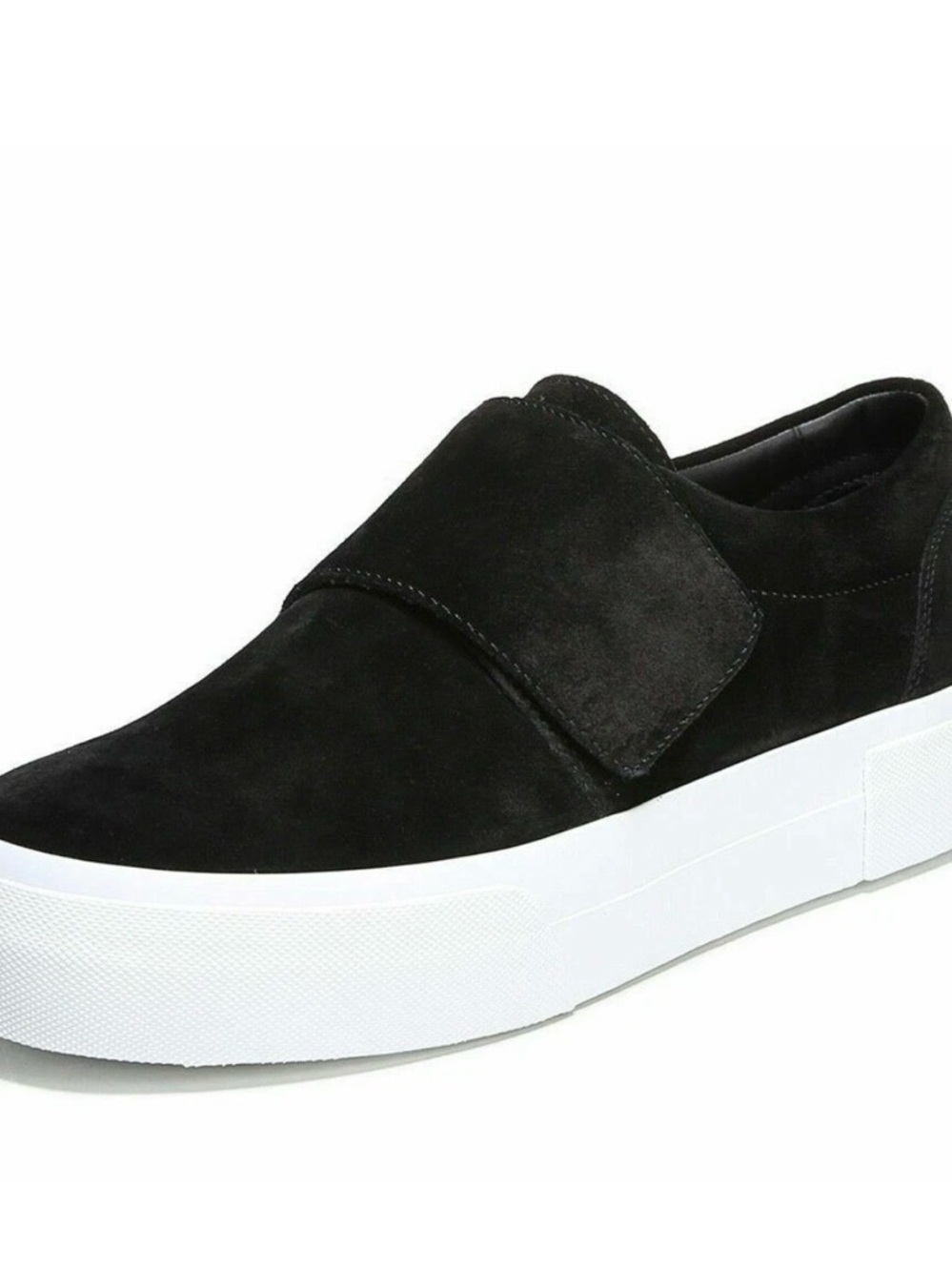 Vince Black Suede Slip-On Loafers with White Platform Sole